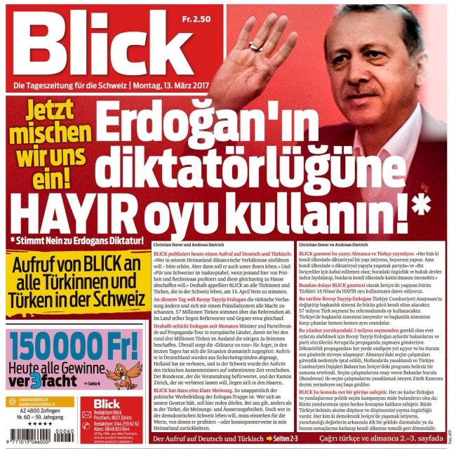غضب للجالية التركية في سويسرا بعد دعوة صحيفة يمينية إلى التصويت بـ”لا”