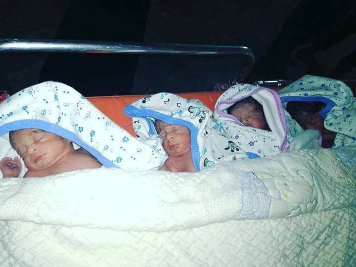 بالصور.. ولادة طبيعية لـ ” توأم رباعي ” في إدلب