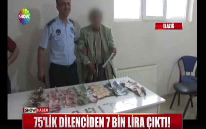 السلطات التركية تلقي القبض على متسول وبحوزته 7 الاف ليرة تركية