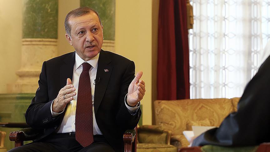 الرئيس التركي، رجب طيب أردوغان في مقابلة صحفية
