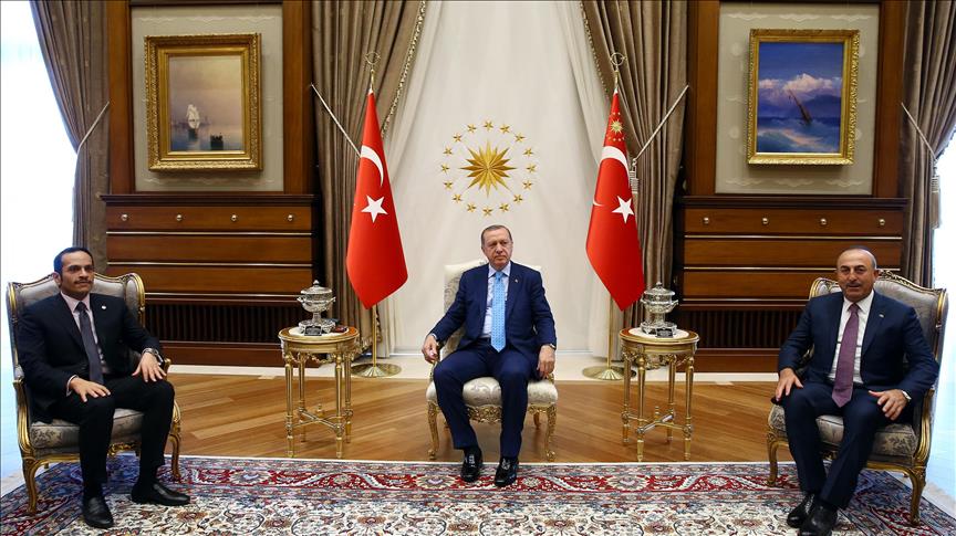 أردوغان يستقبل وزير الخارجية القطري بالمجمع الرئاسي في أنقرة