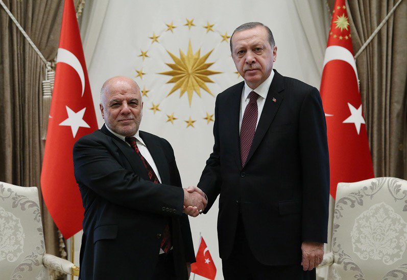 الرئيس رجب طيب أردوغان يستقبل رئيس الوزراء العراقي حيدر العبادي في المجمع الرئاسي بالعاصمة أنقرة