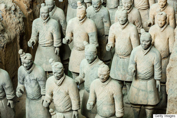 Xi 'an,China - on September 26,2015:famous qin shihuang terracotta warriors,it is the eighth wonder of the world,qin shihuang terracotta army is one of the world cultural heritage.