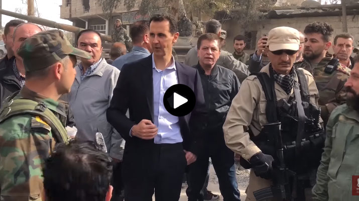 شاهد بماذا فاجئ هذا الجندي بشار الأسد في الغوطة !!
