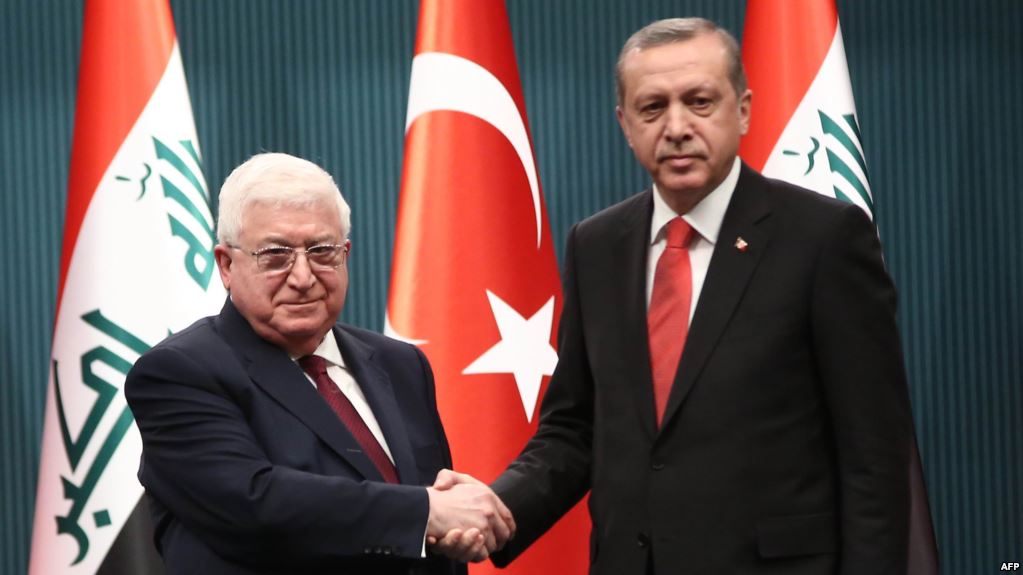 الرئيس العراقي فؤاد معصوم ونظيره التركي رجب طيب أردوغان