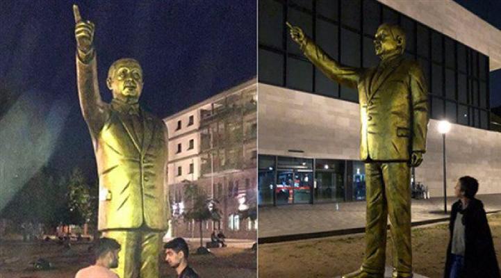بالفيديو والصور.. تمثال لأردوغان في ألمانيا يثير استغراب المواطنين