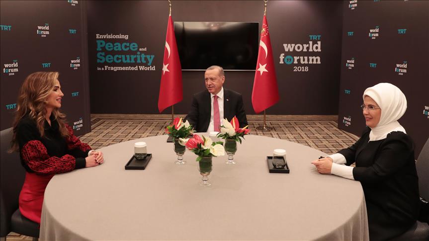 الرئيس أردوغان يستقبل الملكة رانيا في إسطنبول