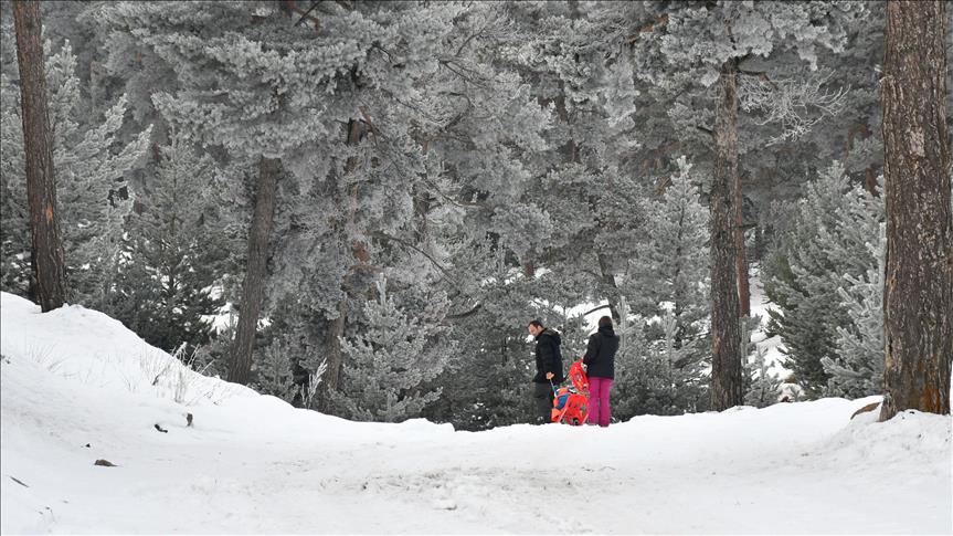 الثلوج تجذب محبي التزلج لمركز “جيبل تبه” شرقي تركيا
