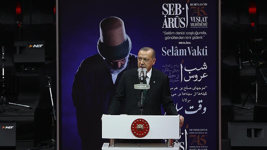 أردوغان: “مولانا الرومي” ترك مشعلا للسائرين على درب الحقيقة