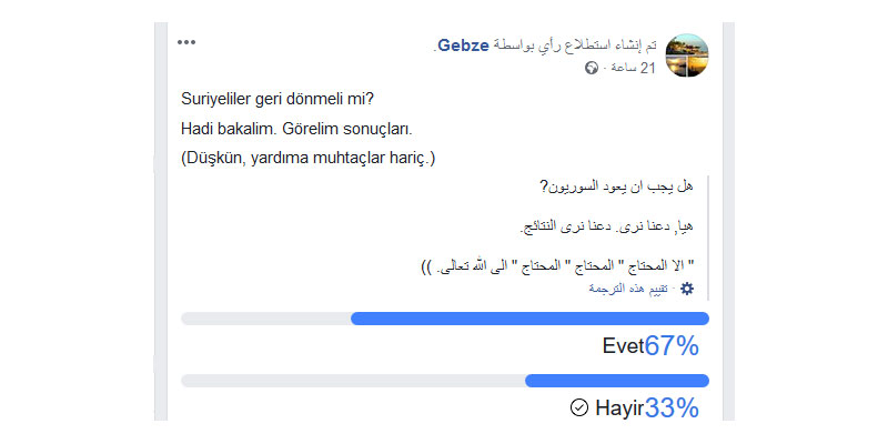 صفحات تركية تنشر استطلاعات رأي حول ترحيل السوريين (شارك رأيك بها)