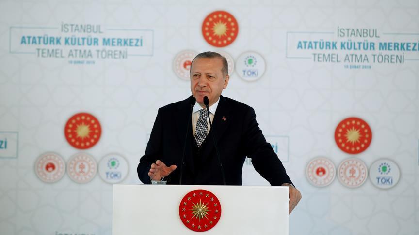 أردوغان يضع يشارك في وضع حجر أساس دار أوبرا باسطنبول
