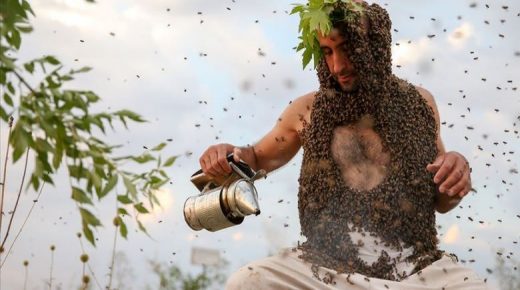 نحال تركي يغطي نفسه بكم كبير من النحل لهذا السبب !!