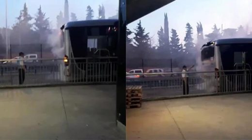اندلاع حريق في حافلة متروبوس بافجيلار بإسطنبول