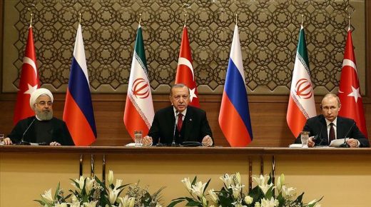 مؤتمر صحفي بين أردوغان و بوتين و روحاني