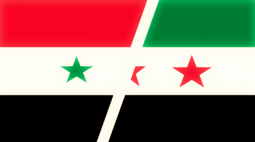 علم الثورة السورية وعلم النظام السوري