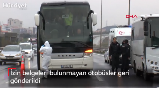 السلطات التركية تضبط حافلة ركاب دون تصاريح سفر.. (فيديو)