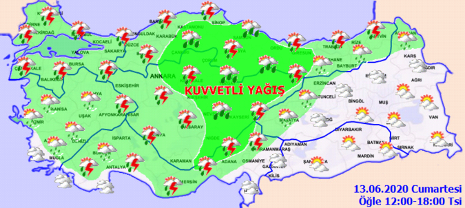 المخطط البياني للهطول في الولايات التركية ليوم السبت