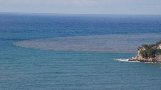 الوحل يغير لون مياه البحر في بارتن