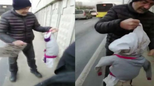 القبـ.ـ ض على امرأة تركية تحمل دمية وتتسول بها في شوارع اسطنبول (فيديو)