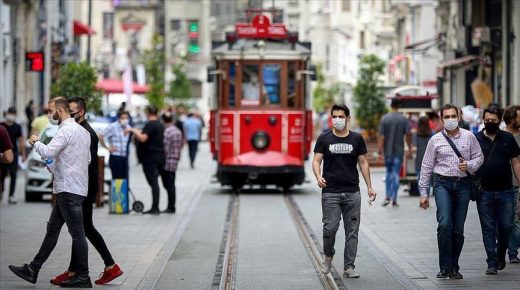 كورونا في شارع الاستقلال اسطنبول تركيا