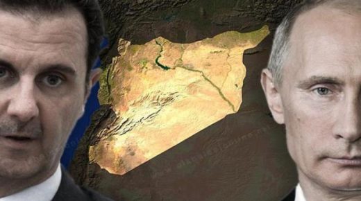 بوتين وبشار الأسد وخريطة سوريا