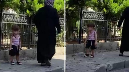 بالفيديو: امرأة تربط طفلها من عنقه أثناء اصطحابه للنزهة في مدينة اسطنبول