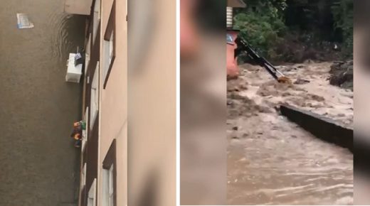 الأمطار الغزيرة تتسبب بفيضانات في الشوارع بولاية كاستامونو (فيديو)