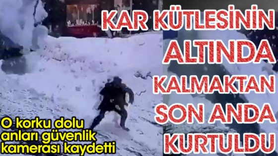 بالفيديو: مواطن تركي ينجو بأعجوبة من سقوط كتل ضخمة من الثلج فوقه!