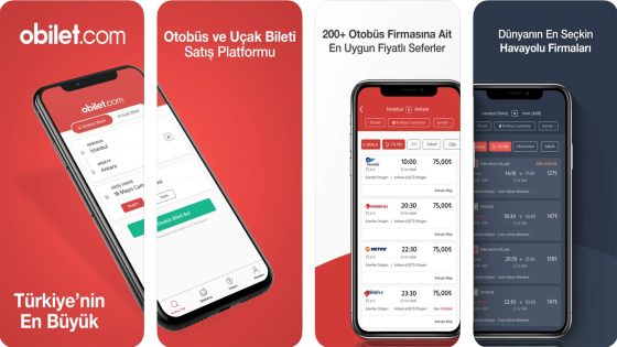 تطبيق obilet Uçak, Otobüs Bileti‏ أفضل تطبيق حجز تذاكر الباصات على مختلف شركات النقل الموجودة في تركيا