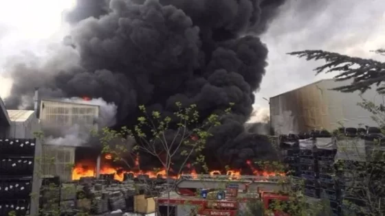 اندلاع حريق كبير في معمل إنتاج للإطارات في بيلجيك (فيديو)