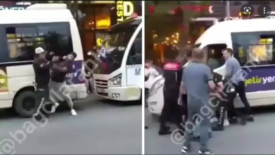 سائقو حافلات أتراك يهـ.ـ اجمون أفراد من الشرطة بالركل والضرب وسط الشارع في اسطنبول (فيديو)
