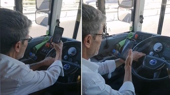 سائق تركي يجري مكالمة “فيديو” خلال قيادته لإحدى الحافلات العامة في اسطنبول (فيديو)