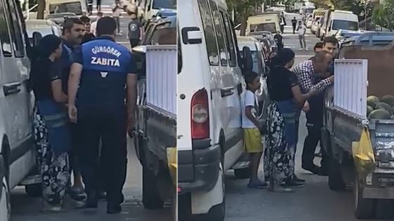 شرطي تركي يعتدي على بائع خضار متجول في أضنة و قرار من الوالي بحقه (فيديو)