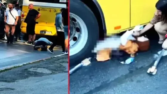 إمرأة حامل تعلق تحت عجلات الحافلة في اسطنبول