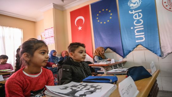 Syrian children attend a Turkish language class at Public Education center (Halk Egitim Merkezi) in Adana on March 18, 2019. - Like many students of her age, 16-year-old refugee Fatmeh dreams of becoming a doctor. And a modest monthly sum of less than 10 euros could make all the difference.
Originally from the Syrian city of Aleppo, the teenager has been living in Adana in southern Turkey for six years with her father and three small brothers. To help feed the family, the father sells Syrian pastries that she helps make at home. (Photo by Ozan KOSE / AFP) (Photo credit should read OZAN KOSE/AFP/Getty Images)